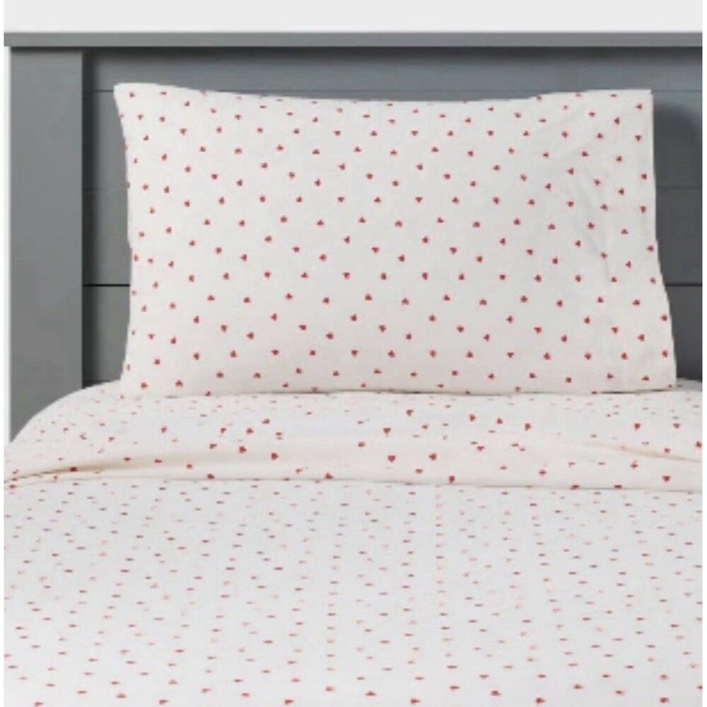 Pillowfort Twin Heart Kids Cotton Sheet Set Pre-Owned Bedding
